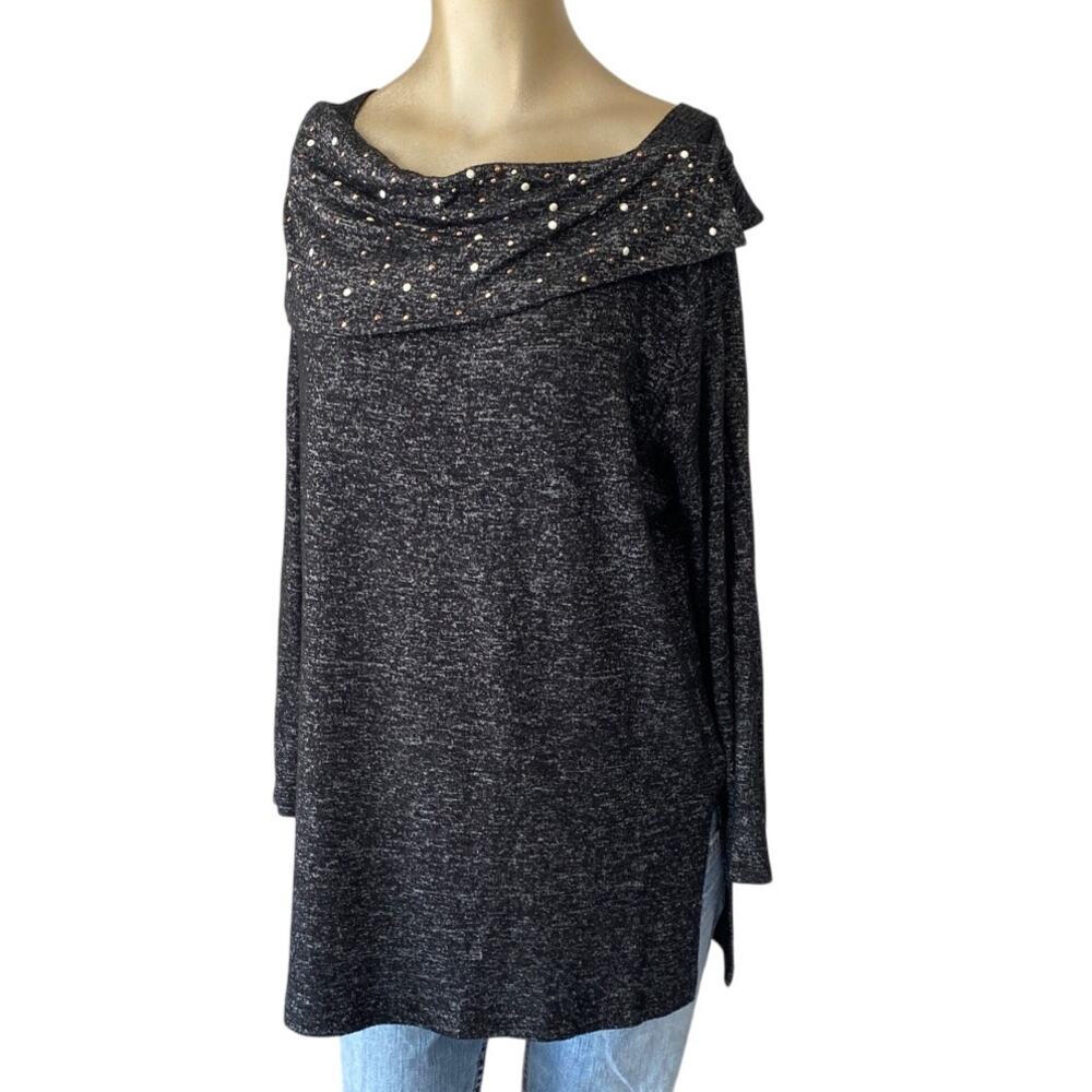 Zenergy By Chico's Size 2 Large Knit Cozy Jeweled Pullover Sweater